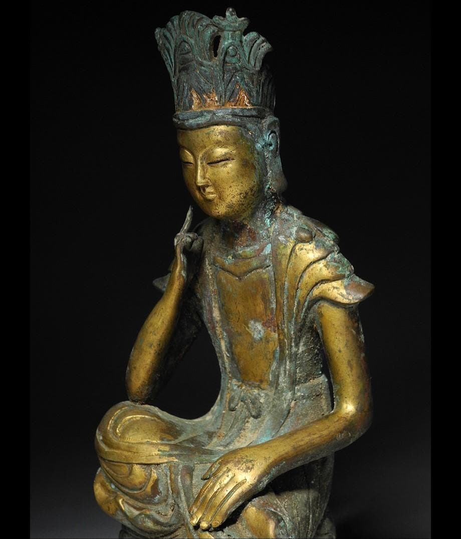 【新羅仏】◆金銅半跏思惟像 仏像◆検）天平仏 飛鳥仏 百済仏 空海 法然 千利休