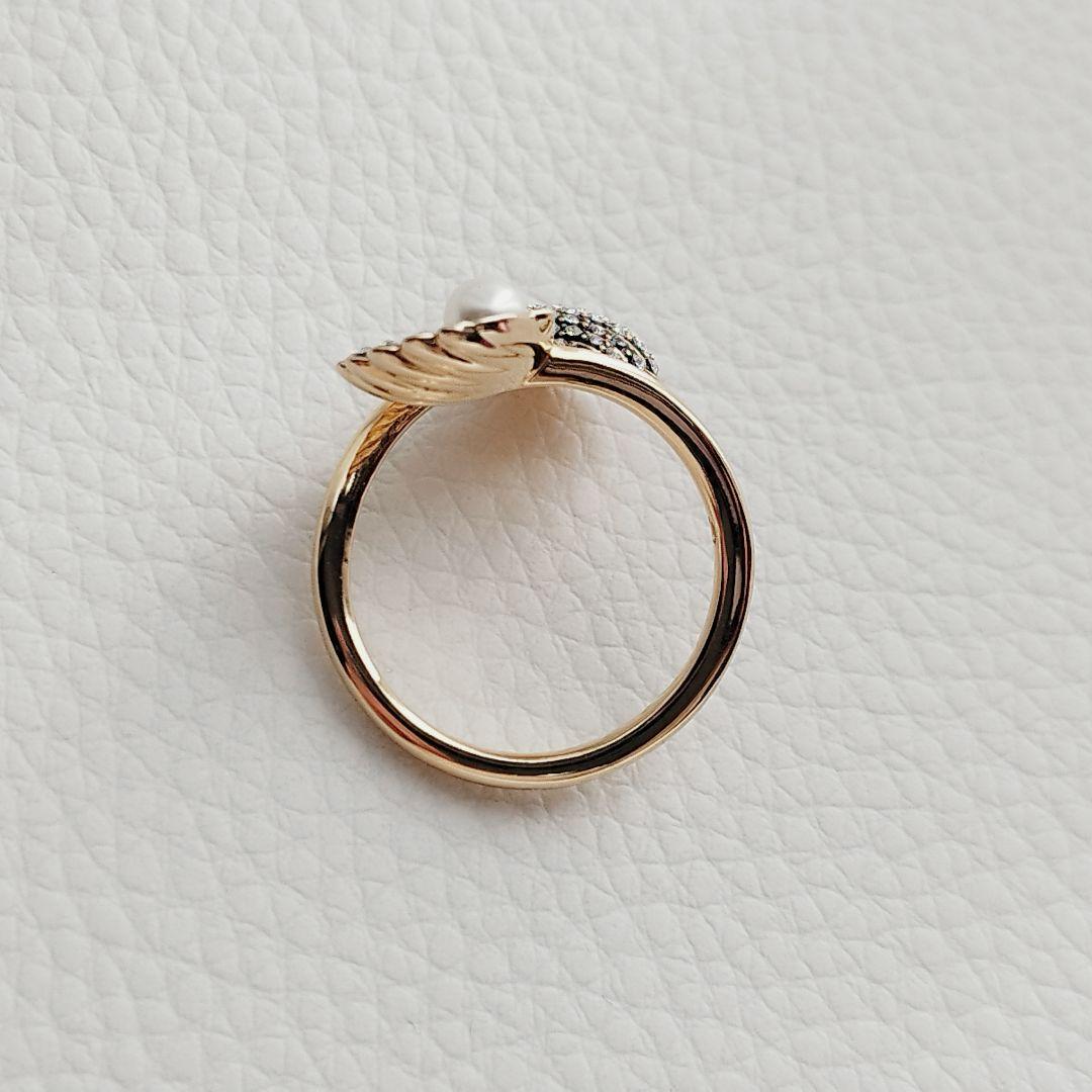 【未使用】スワロフスキー　idyllia　オープンリング　貝　パール 16号