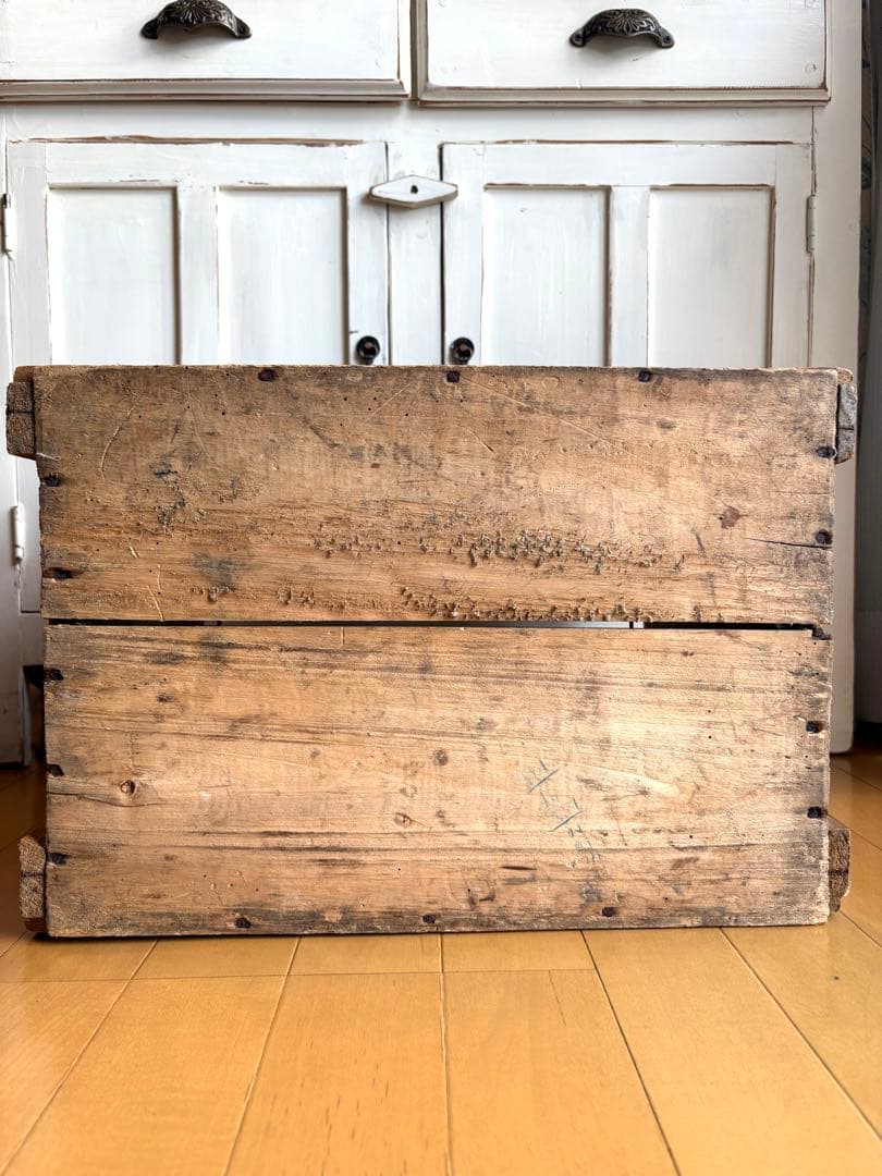 アンティーク　特大　ショコラムニエ　ウッドコンテナ　木箱　ボックス　ステンシル
