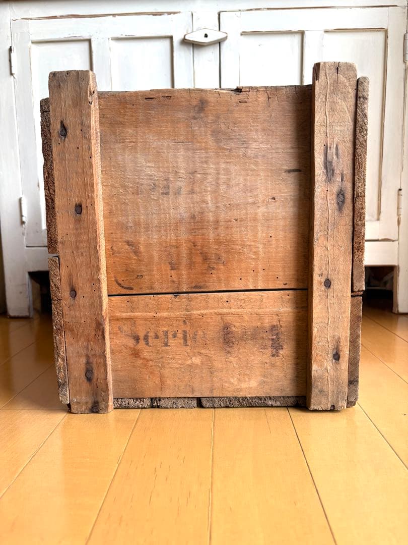 アンティーク　特大　ショコラムニエ　ウッドコンテナ　木箱　ボックス　ステンシル