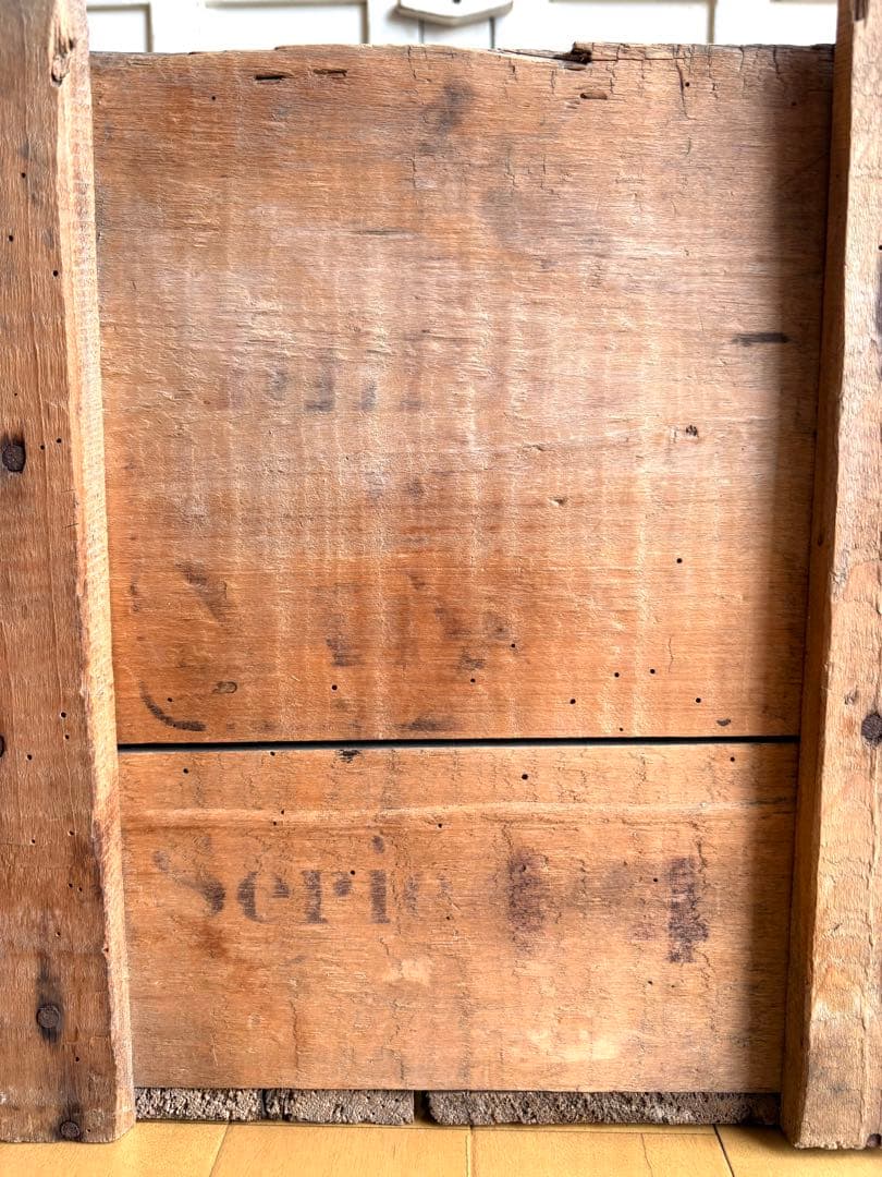 アンティーク　特大　ショコラムニエ　ウッドコンテナ　木箱　ボックス　ステンシル