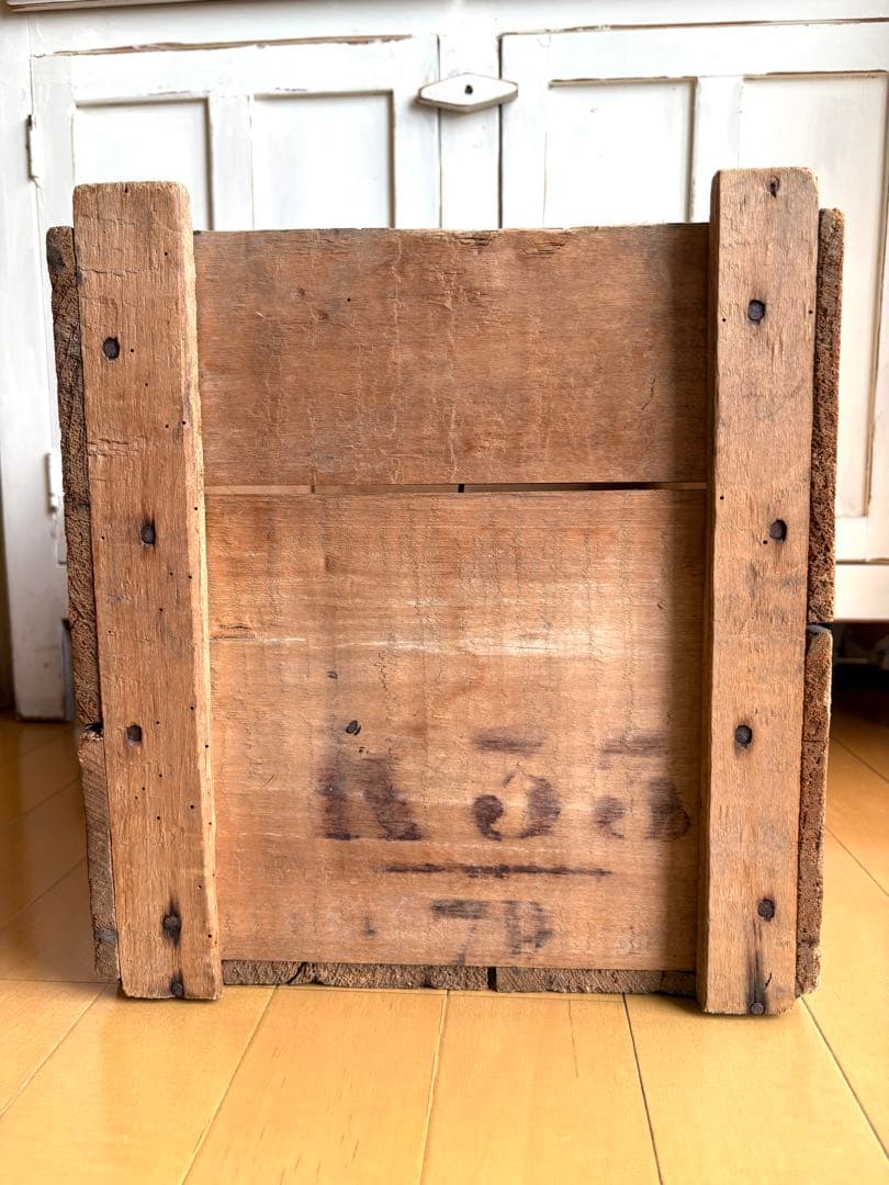 アンティーク　特大　ショコラムニエ　ウッドコンテナ　木箱　ボックス　ステンシル