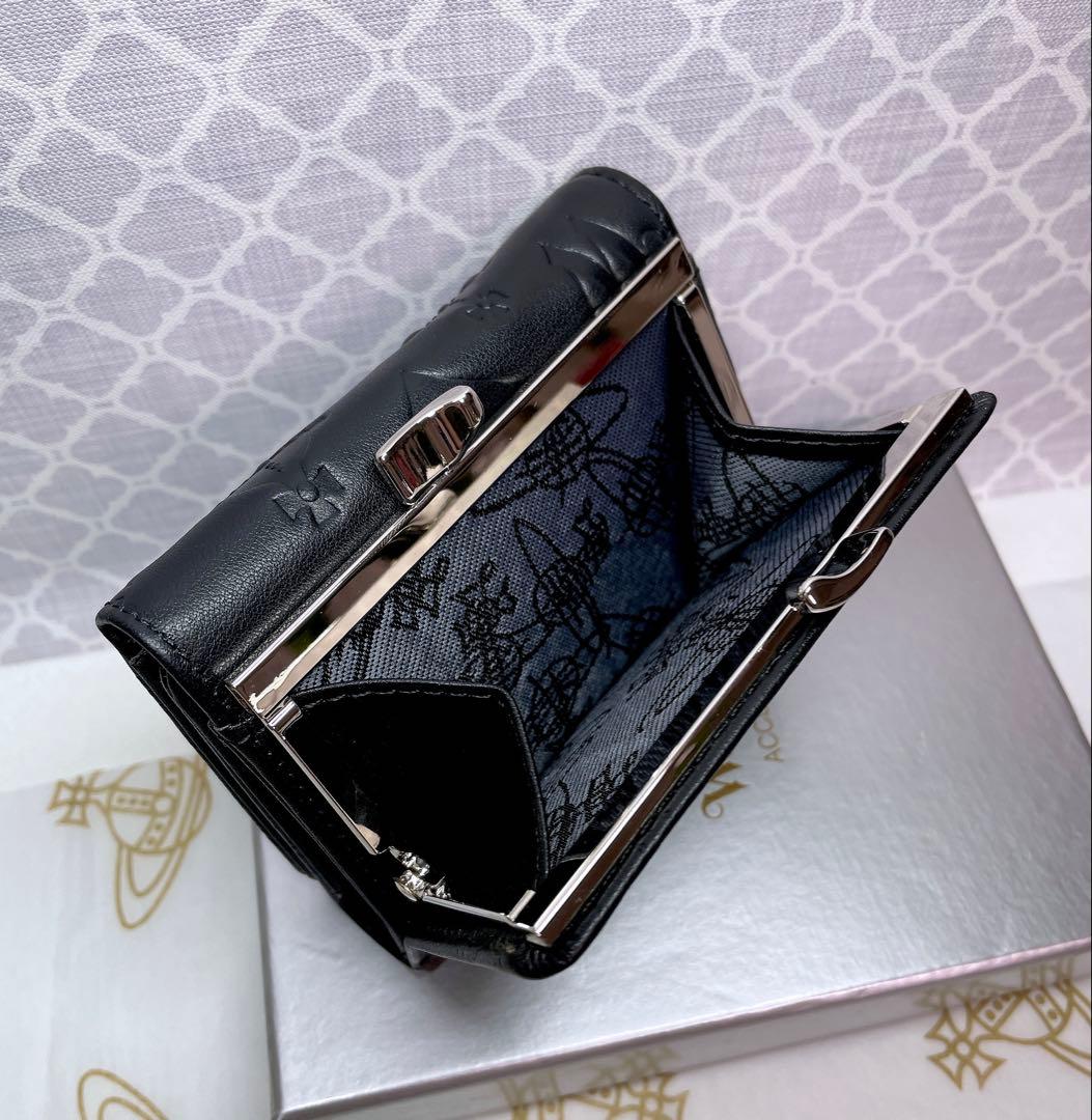 【新作✩内柄も素敵】Vivienne Westwood 三つ折り財布 マット 黒