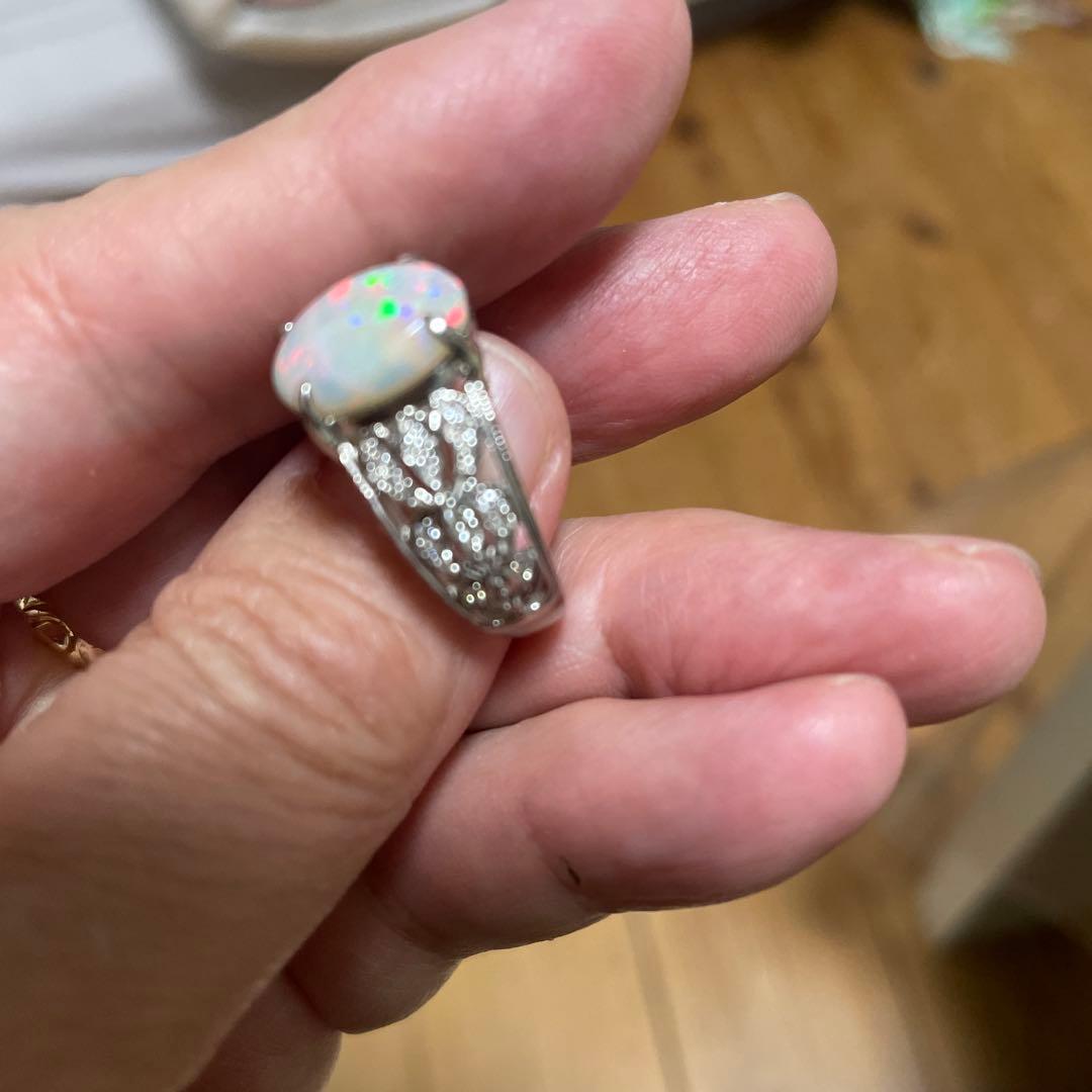 オパールプラチナ900 ダイヤモンド0.17 オパール2.20 8g