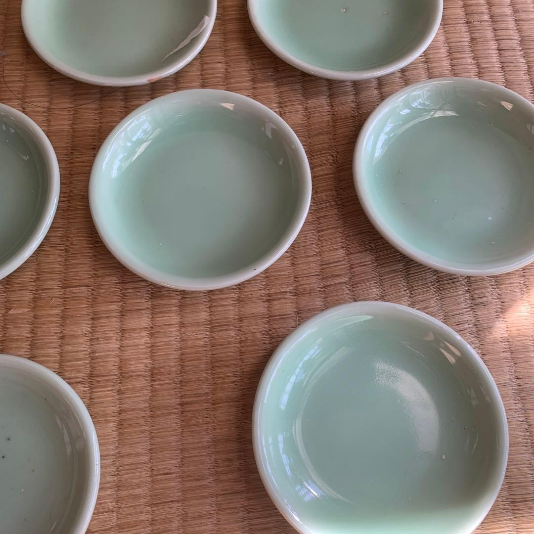 中国清時代豆青釉小皿10客