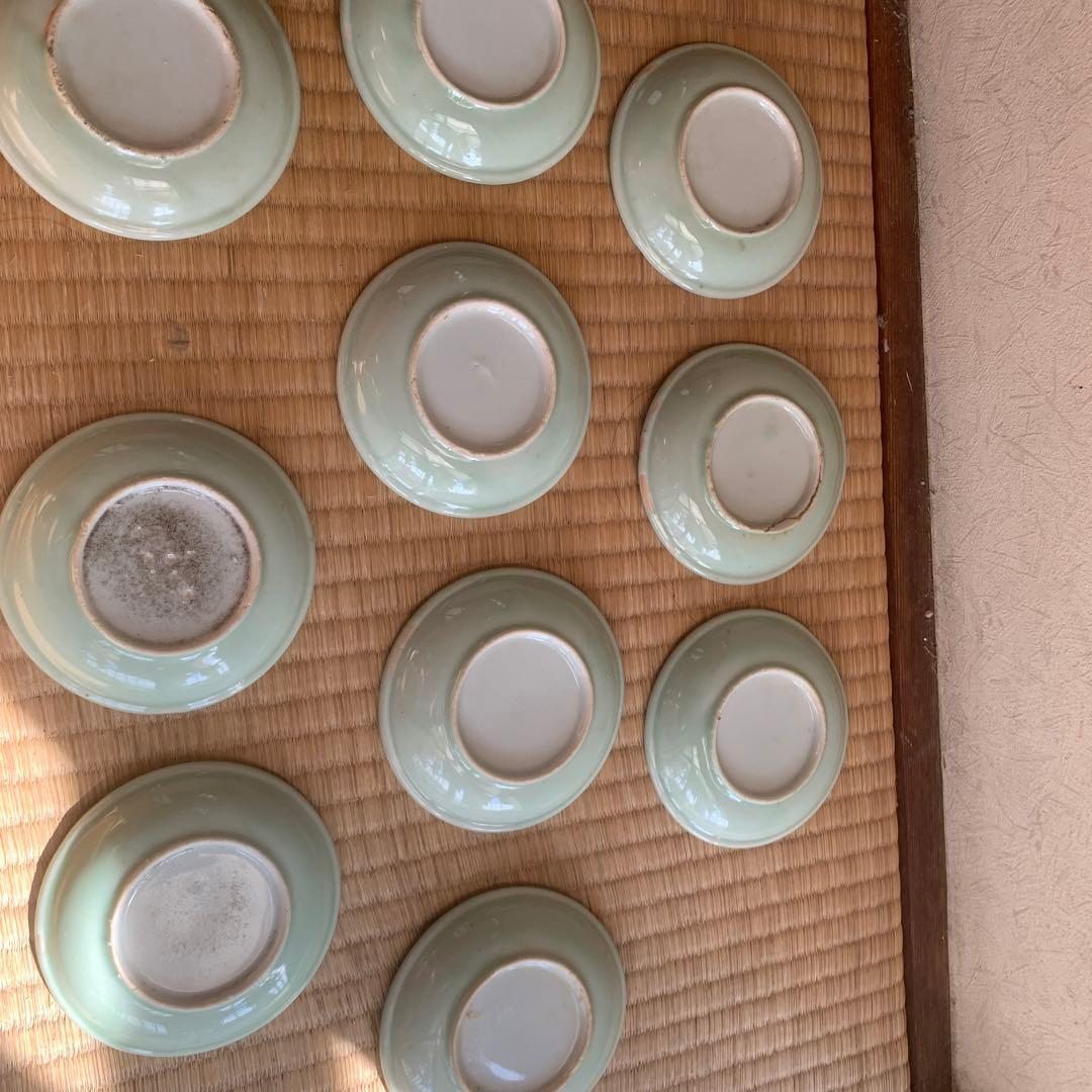 中国清時代豆青釉小皿10客