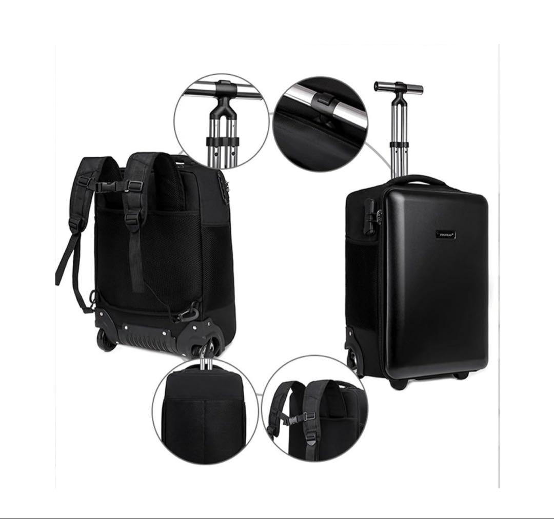 2WAY キャリーバッグ リュック 大容量 、PC収納 黒