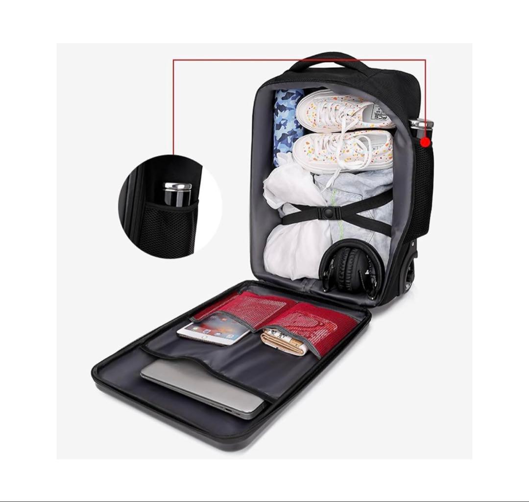 2WAY キャリーバッグ リュック 大容量 、PC収納 黒