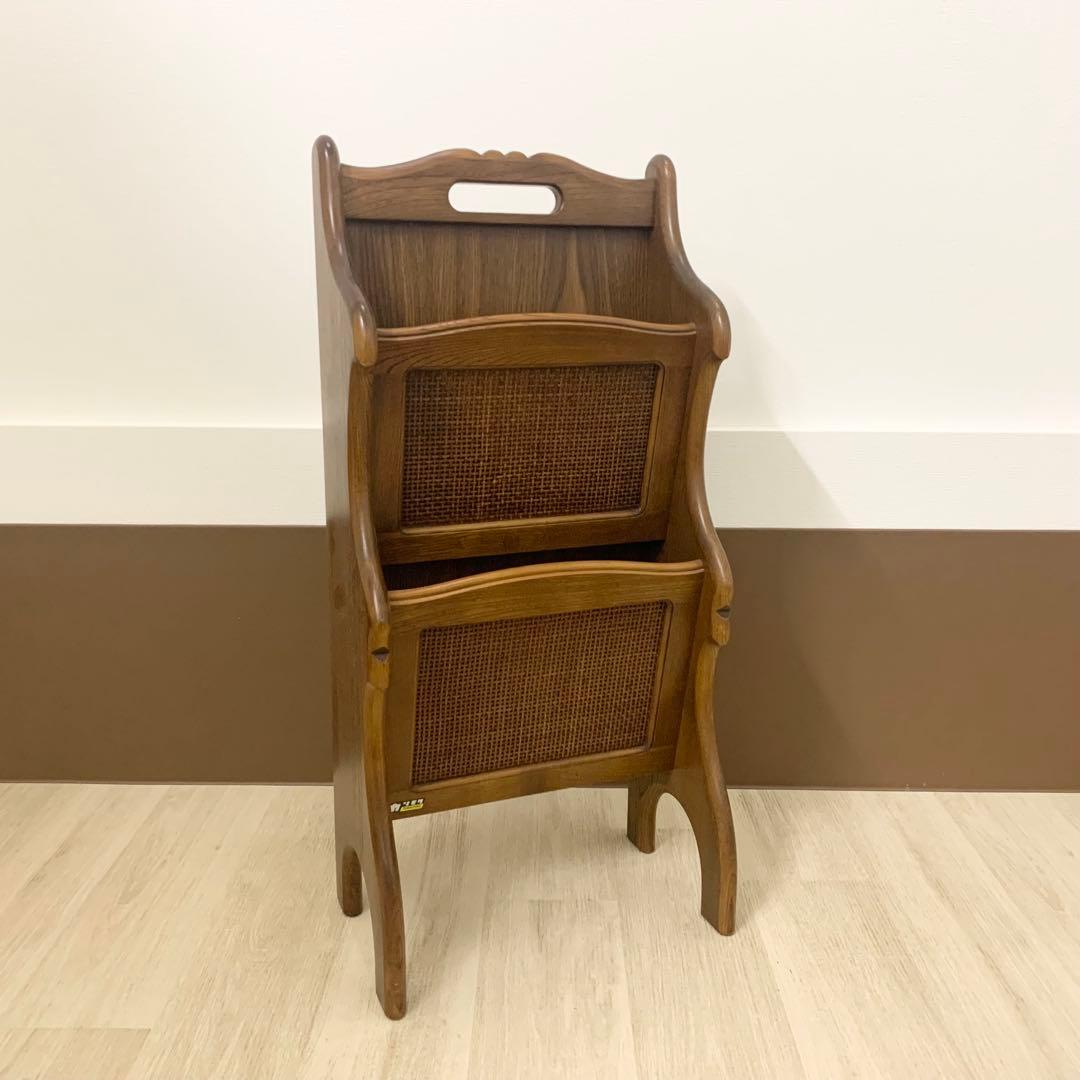 【美品】カリモク マガジンラック 木製ヴィンテージ 昭和レトロ