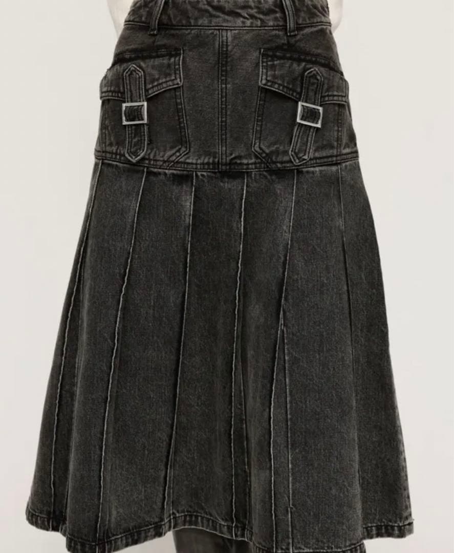 SLY L／W OVER DYE PLEATS ミドルスカートデニムスカート