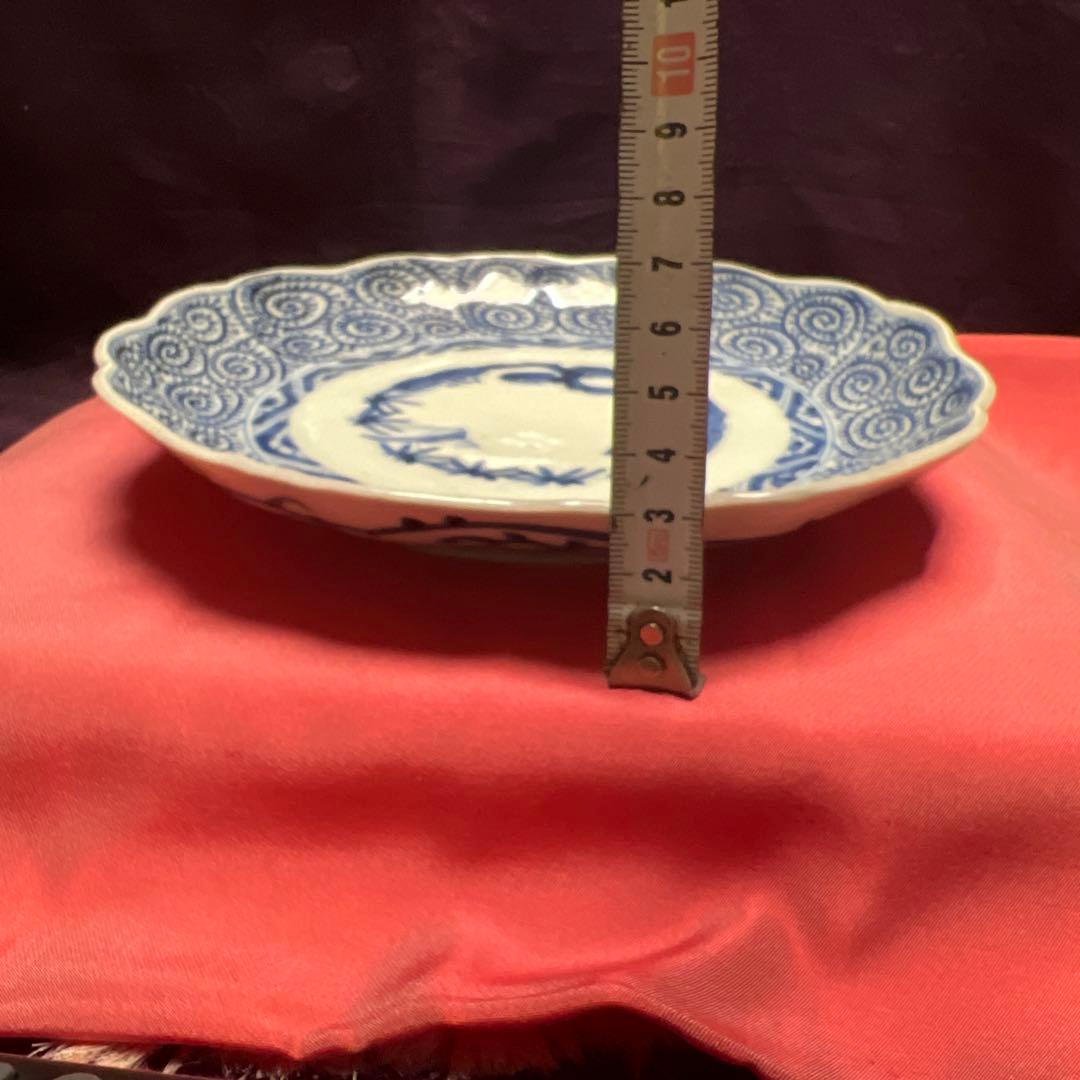 江戸期蛸唐草見込松竹梅輪花皿割れニュー無し古い物です時代多少の使用感あります