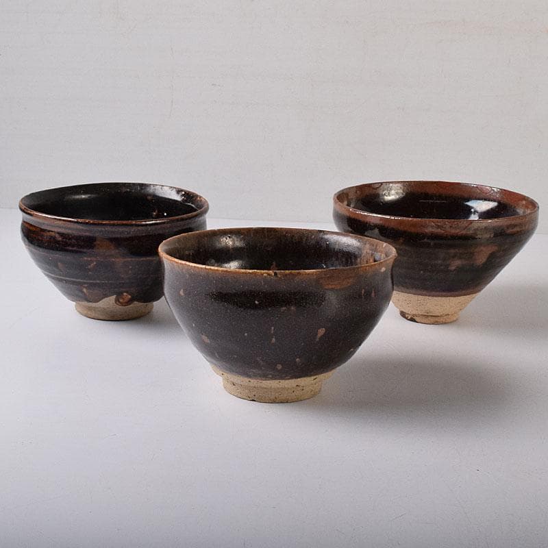 茶道具　瀬戸焼　古瀬戸天目茶碗　3点まとめて　V　R8468