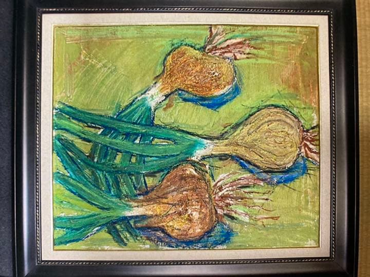 空飛ぶ画家糸川裕志の静物画、油絵F 10号、額入り、小学六年の作品