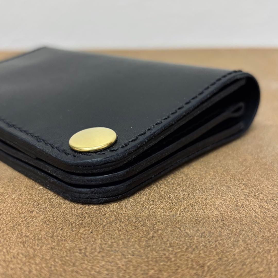 【サンプル特価品】　トラッカーウォレット　ミドル　黒　姫路レザー