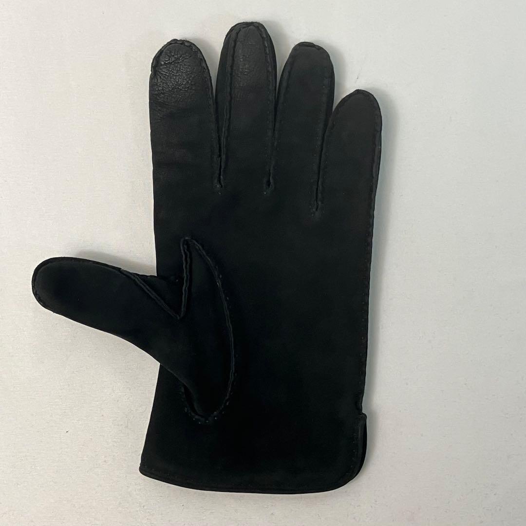 【未使用級】HERMES エルメス　最上級カシミア スエード　手袋　Hロゴ　黒