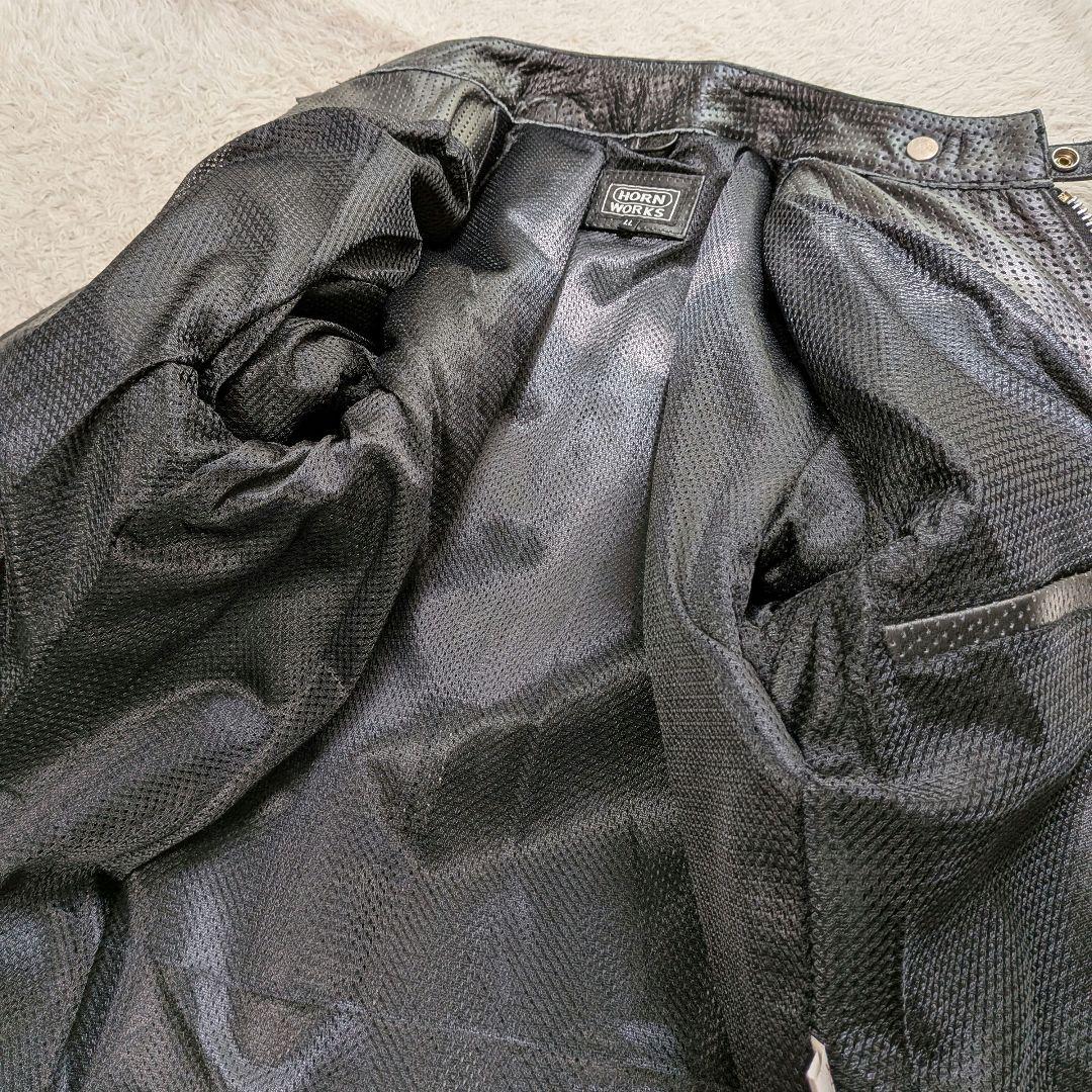 美品 LLサイズ✨ホーンワークス 黒 バッファローレザーライダース　パンチング