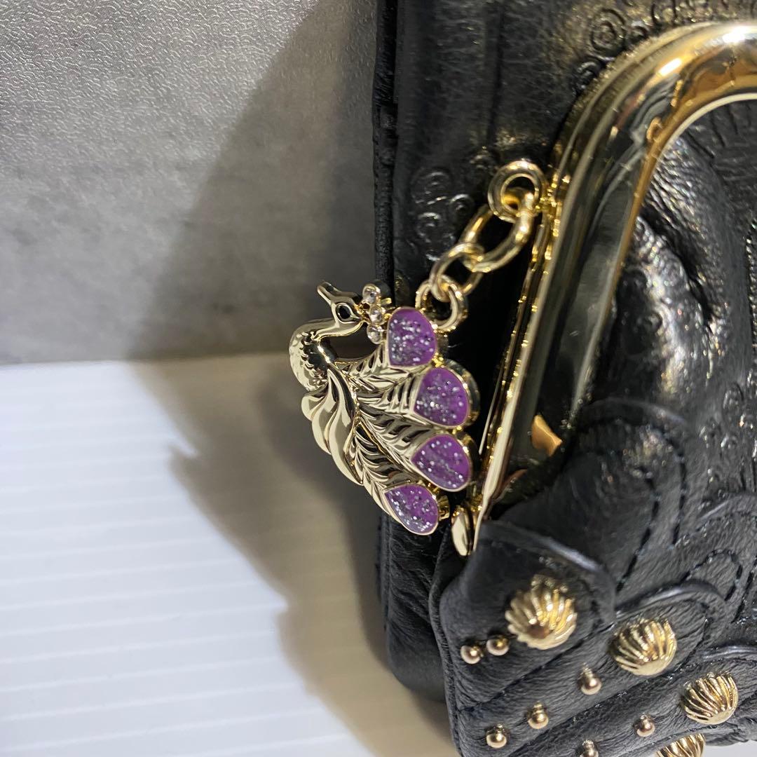 【未使用級】ANNA SUI　ピーコック　２つ折財布　ブラック　現行品