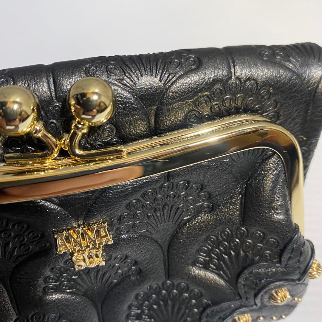【未使用級】ANNA SUI　ピーコック　２つ折財布　ブラック　現行品