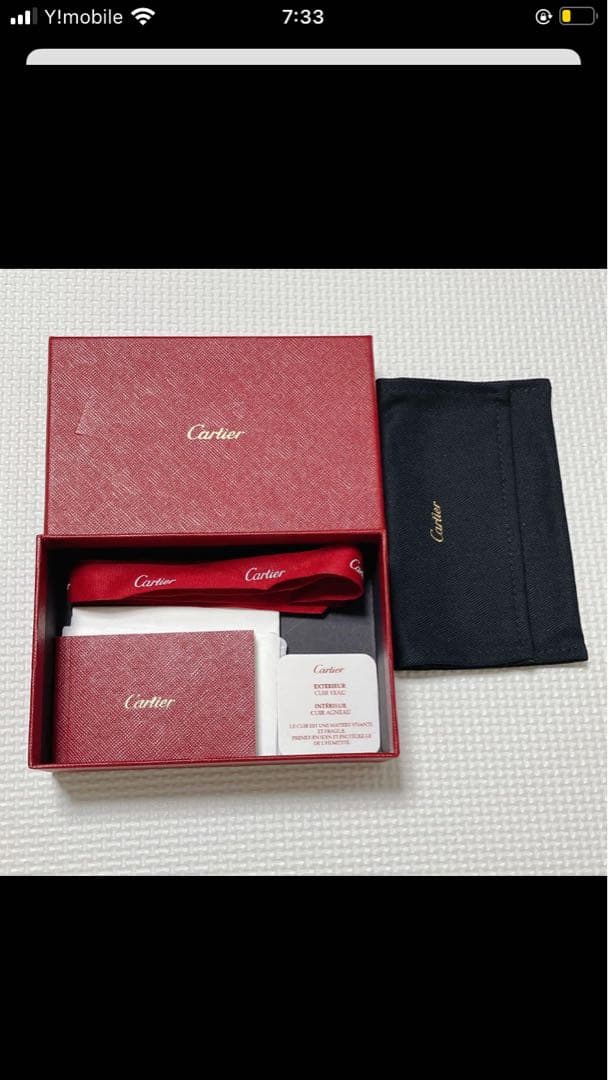 未使用　Cartier マストライン　茶　レザー三つ折り財布　箱袋カード付き