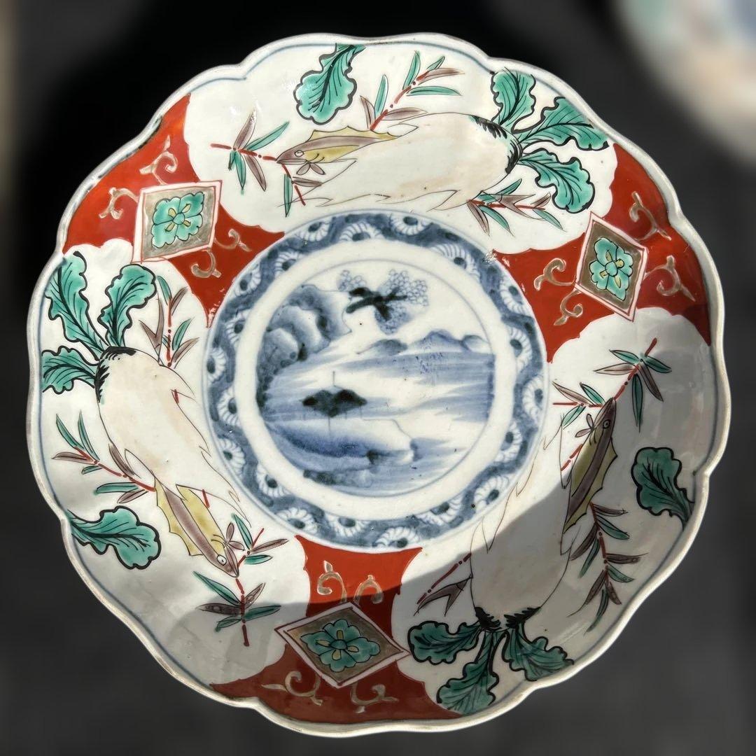 古伊万里　染め錦金彩皿　7寸×2枚。