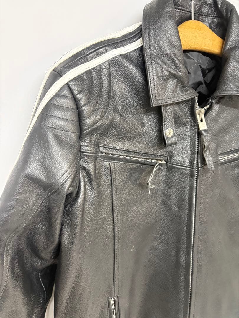 ①Freedom レザー ライダース ジャケット ホワイトライン