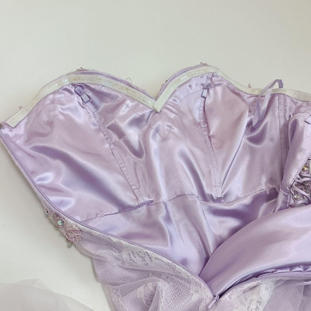 IRMA イルマ 刺繍 ビーズ ビジュー レースアップ ロングドレス 紫 9号