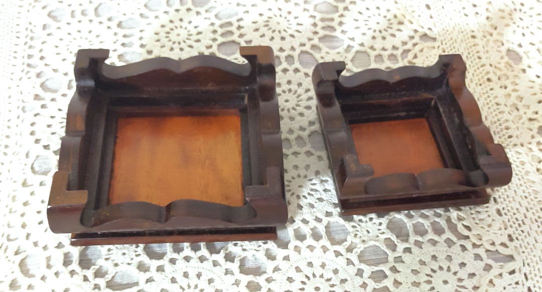 高級唐木　鉄刀木　花梨木　ミニ花台　2点セット　未使用保管品