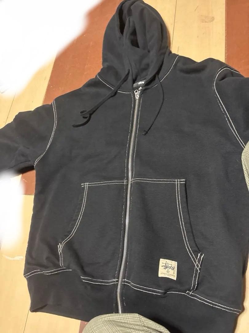 Stussy ステューシー 白ステッチ Zip Hoodie ポルトガル製 M