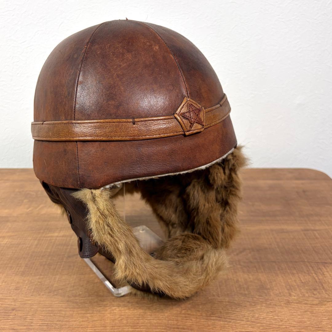 貴重 当時物 実物 旧日本陸軍 戦車帽 防寒型 冬様 革製 日本軍 ヘルメット