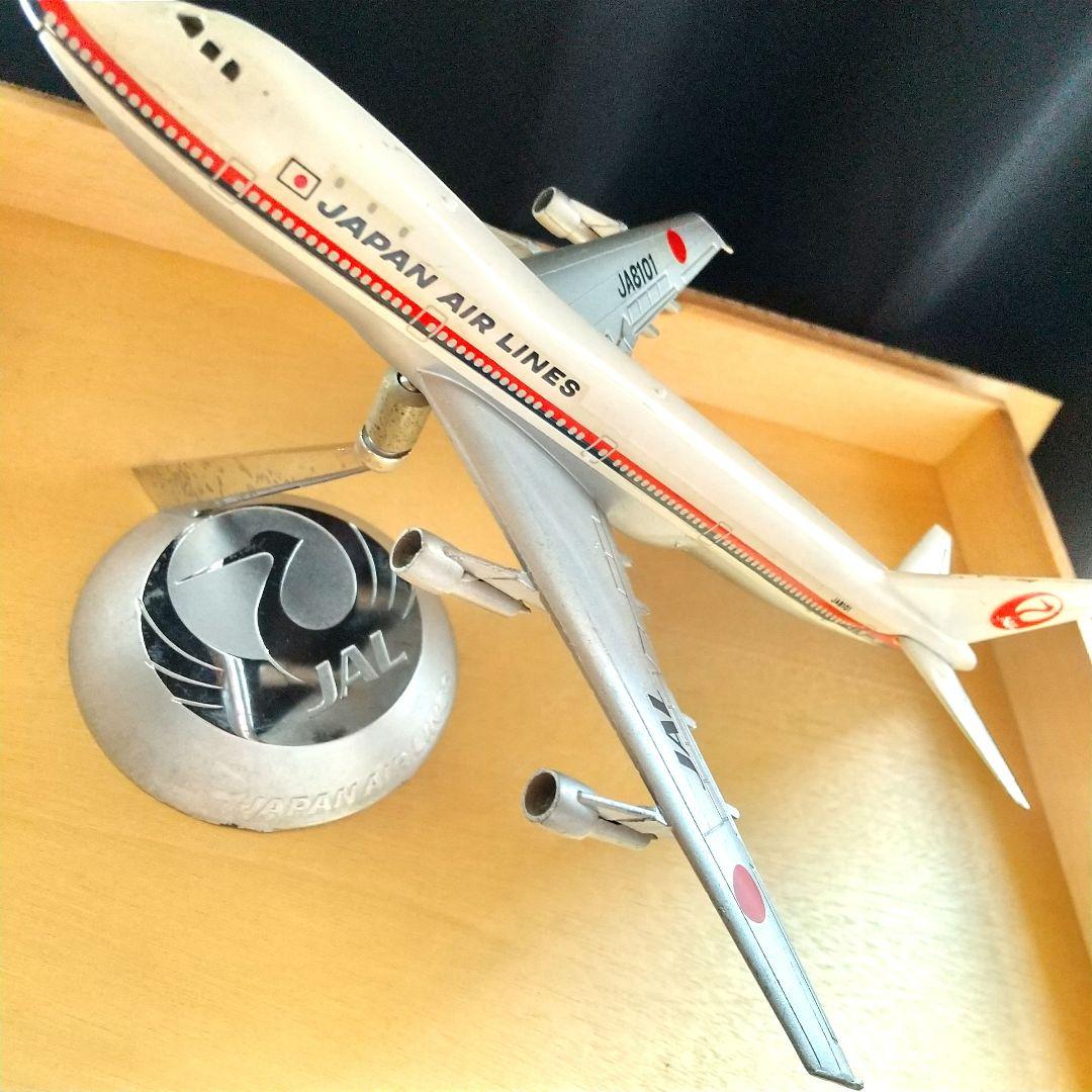 【希少】飛行機模　JAL 8101　鶴マーク　メタル台座付き