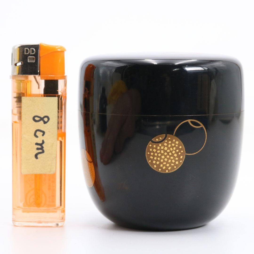 藤野松香作 輪島塗 つぼつぼ蒔絵 中棗 金塗 茶道具 共箱共布　V880