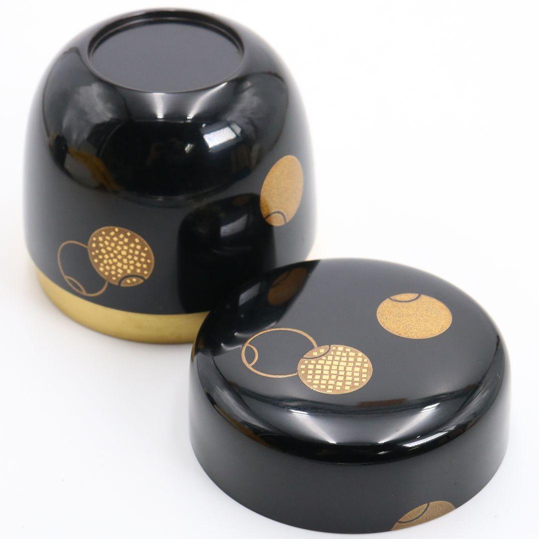 藤野松香作 輪島塗 つぼつぼ蒔絵 中棗 金塗 茶道具 共箱共布　V880