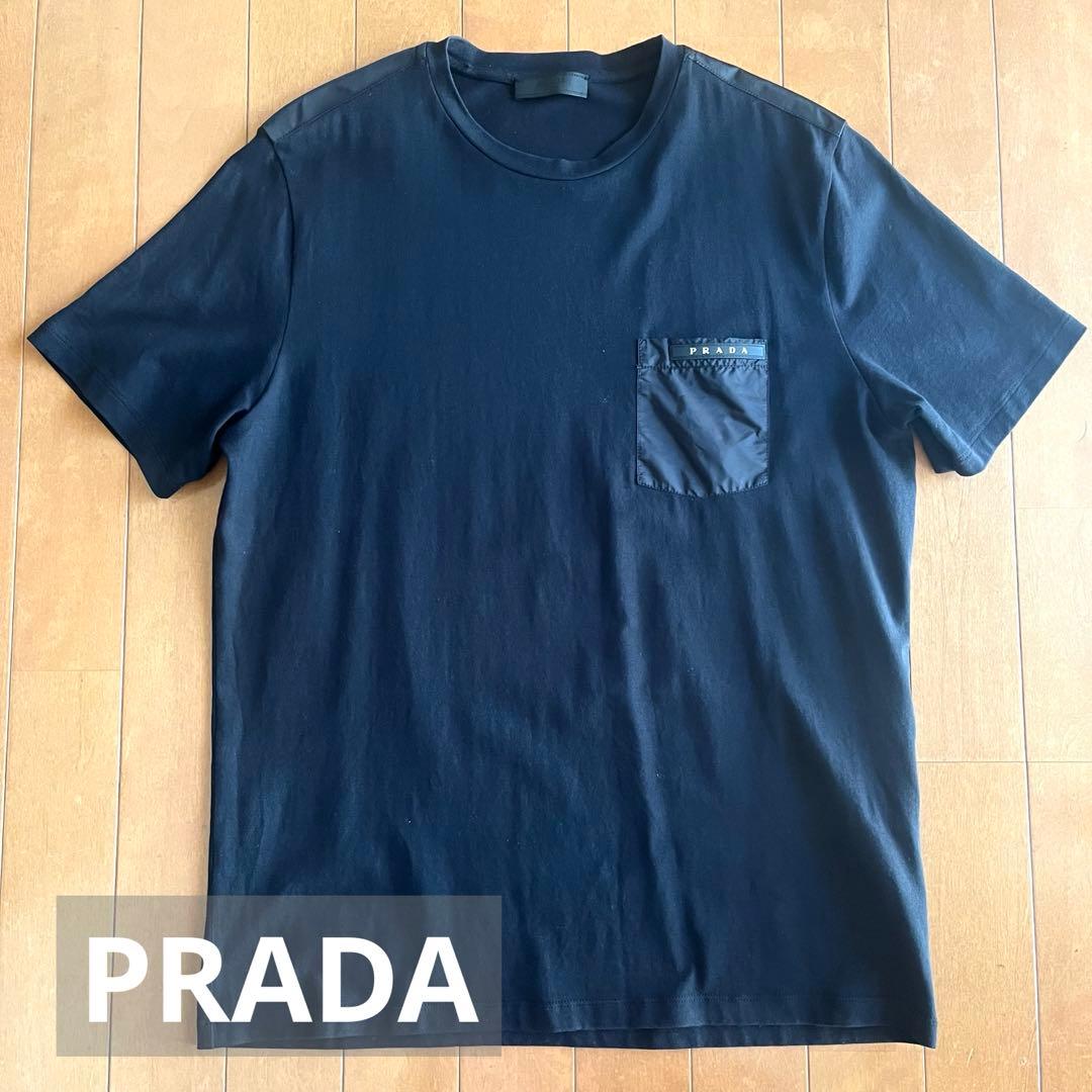 PRADA ナイロンショルダー・ポケット Tシャツ 黒 Mサイズ