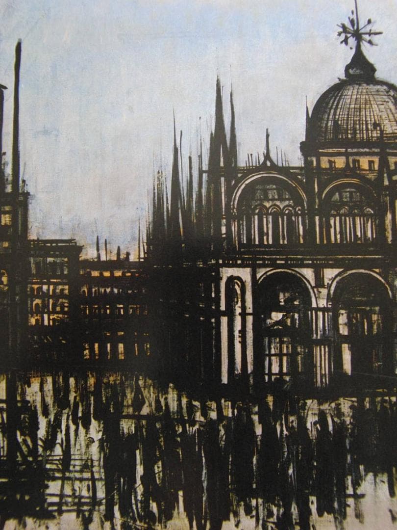 ベルナール・ビュッフェ「VENISE-La Piazzerra」希少画集の額装画