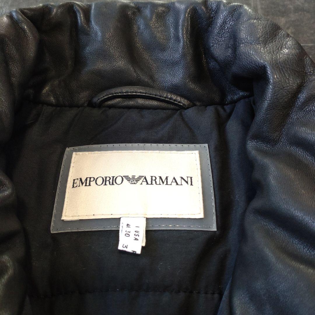 【正規品 エンポリオ・アルマーニ】ダウンジャケット コート レザー＆キルティング