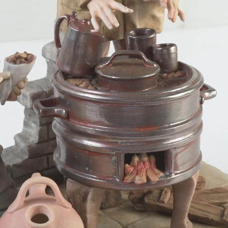 陶器人形　フィギュリン　青年と老婆　置物　C　9304A