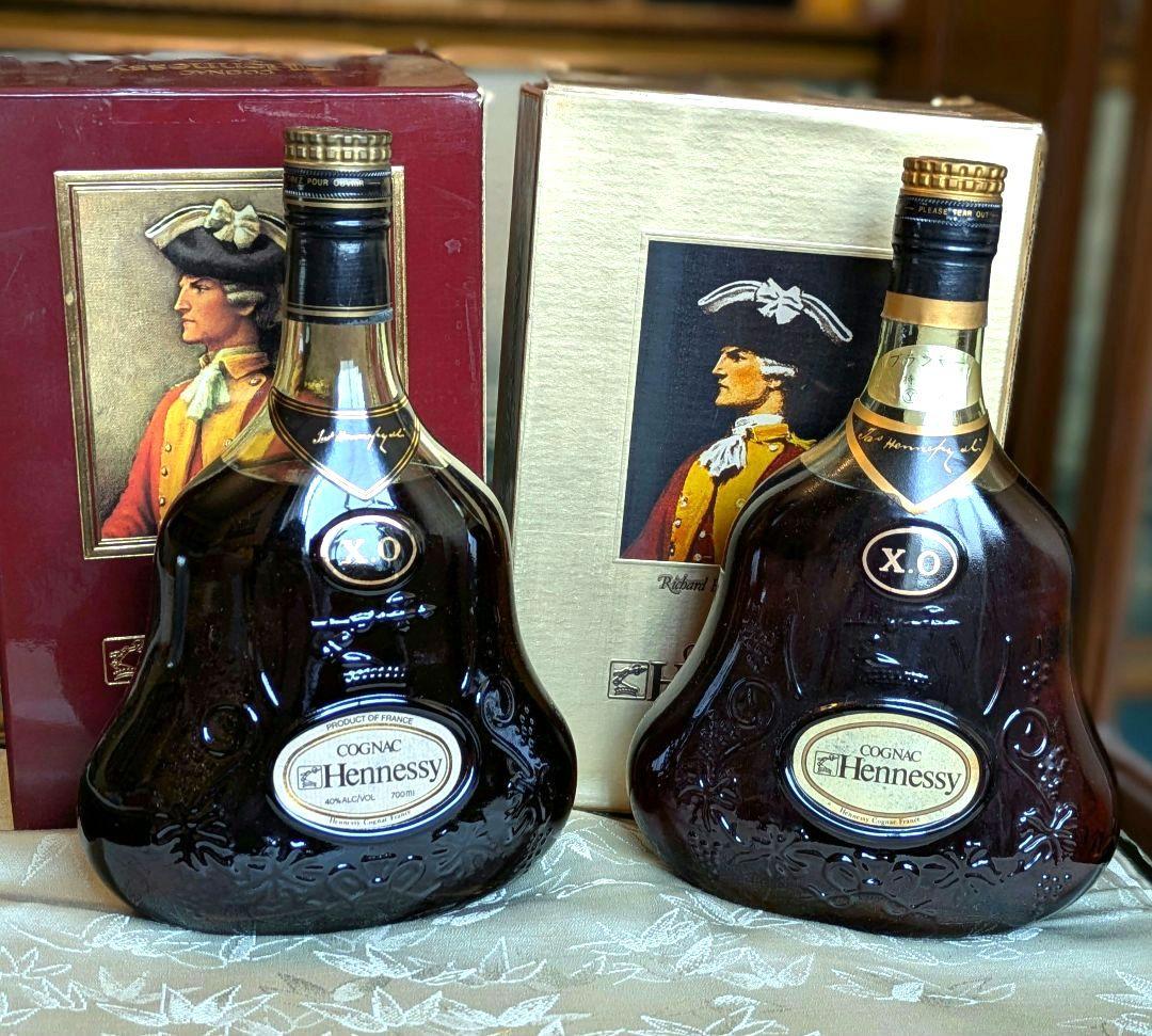 ヘネシー XO コニャック　金キャップ　グリーンボトル　２本セット