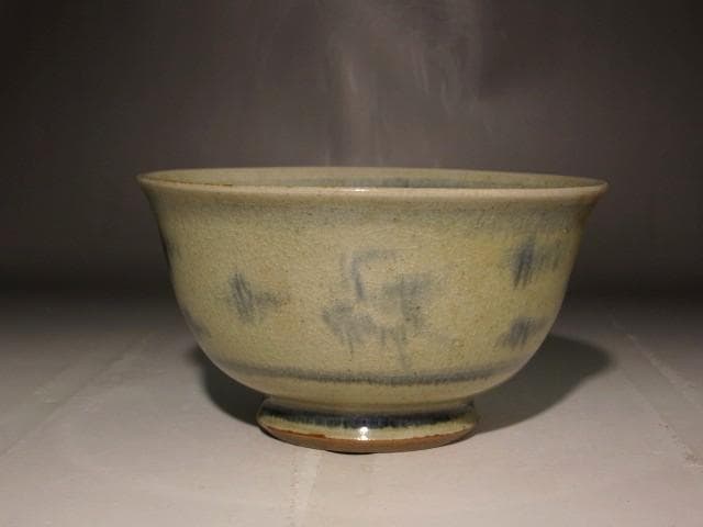 膳所焼　安南写雲錦絵茶碗　淡々斎花押の逸品 s397