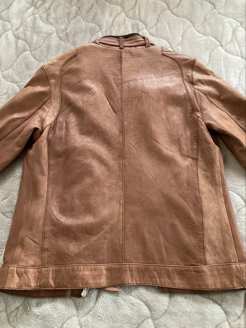 【MEN'S BIGI】羊革 レザージャケット キャメルブラウン トロトロ肌触り