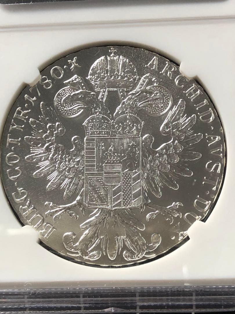 3909【NGC鑑定品MS66】オーストリア　1780年　大型　銀貨　古銭