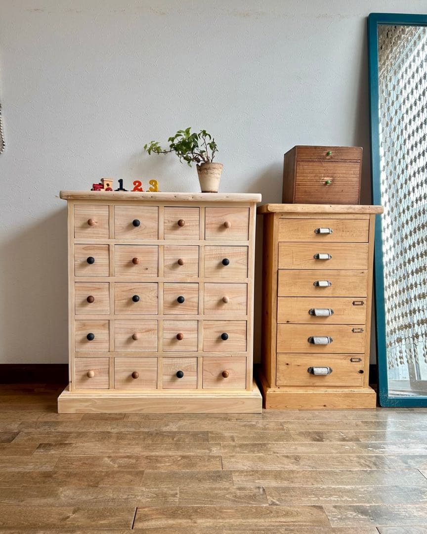 【Ebisuyx】国産ひのき使用　可愛い20杯引き出しチェスト