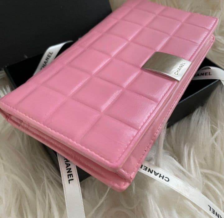 シャネル CHANEL 財布 二つ折り ピンク チョコバー 正規品