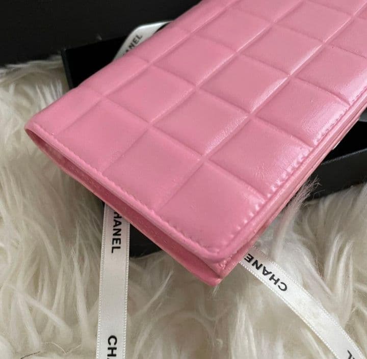 シャネル CHANEL 財布 二つ折り ピンク チョコバー 正規品