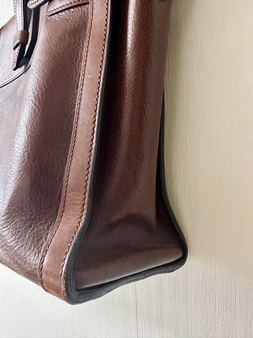 万双(まんそう) シモーネBOX天ファスナー ブラウン レザーバッグMANSAW