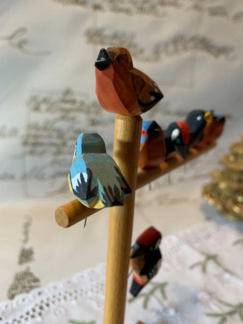 ドイツ製　木製人形　レアなエルツのビンテージの沢山の小鳥の止まり木！可愛い過ぎ！