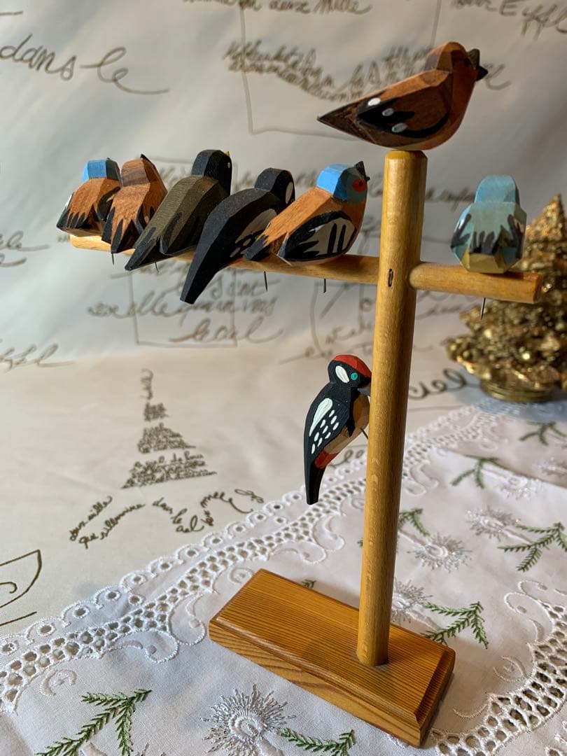 ドイツ製　木製人形　レアなエルツのビンテージの沢山の小鳥の止まり木！可愛い過ぎ！