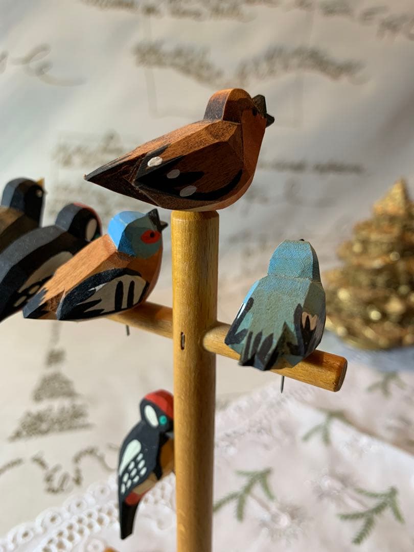 ドイツ製　木製人形　レアなエルツのビンテージの沢山の小鳥の止まり木！可愛い過ぎ！