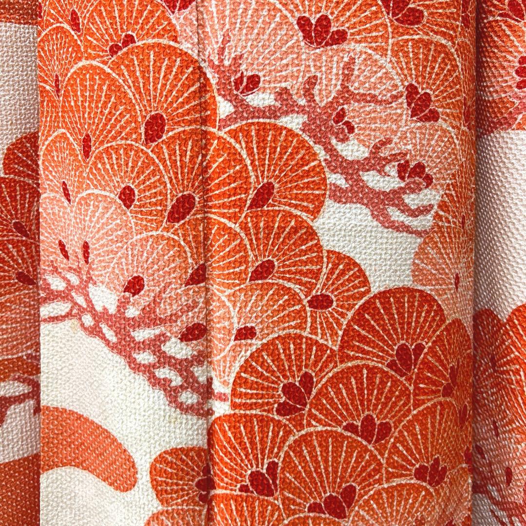 444 振袖フルセット 正絹 朱赤 オレンジ 絞り 藤娘きぬたや 高級 小柄さん