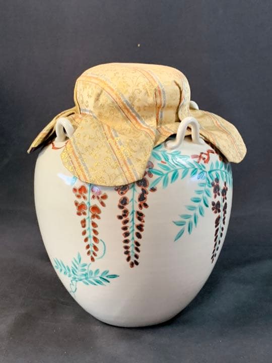 D540 送料無料　飾り壺　茶壷　平安　藤　在銘　共箱　茶道具　茶室　和骨董