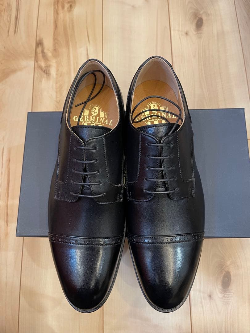 日本製新品GERMINALジェルミナル 黒外羽根ストレートチップ　UK8